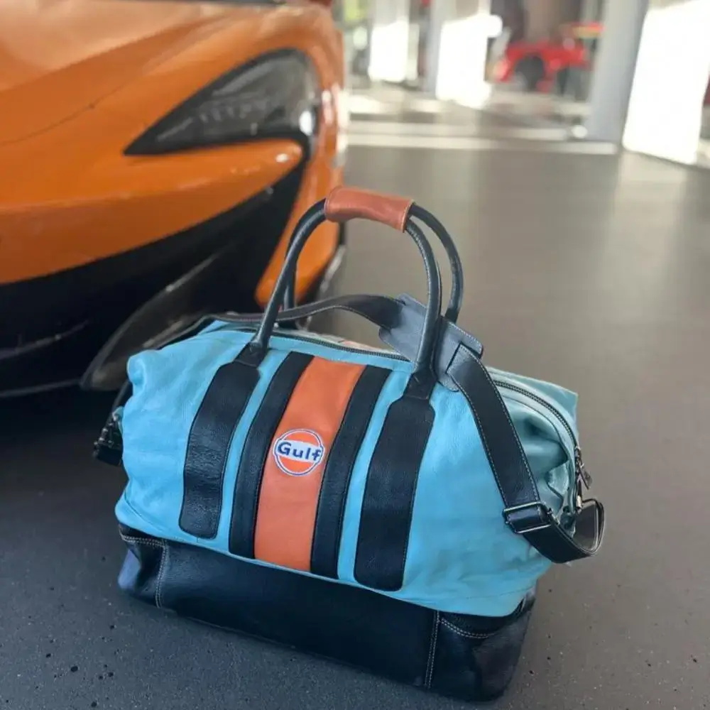 Gulf Leather Track Sport Dual-Compartment Bag in Gulf Blue - Image 2