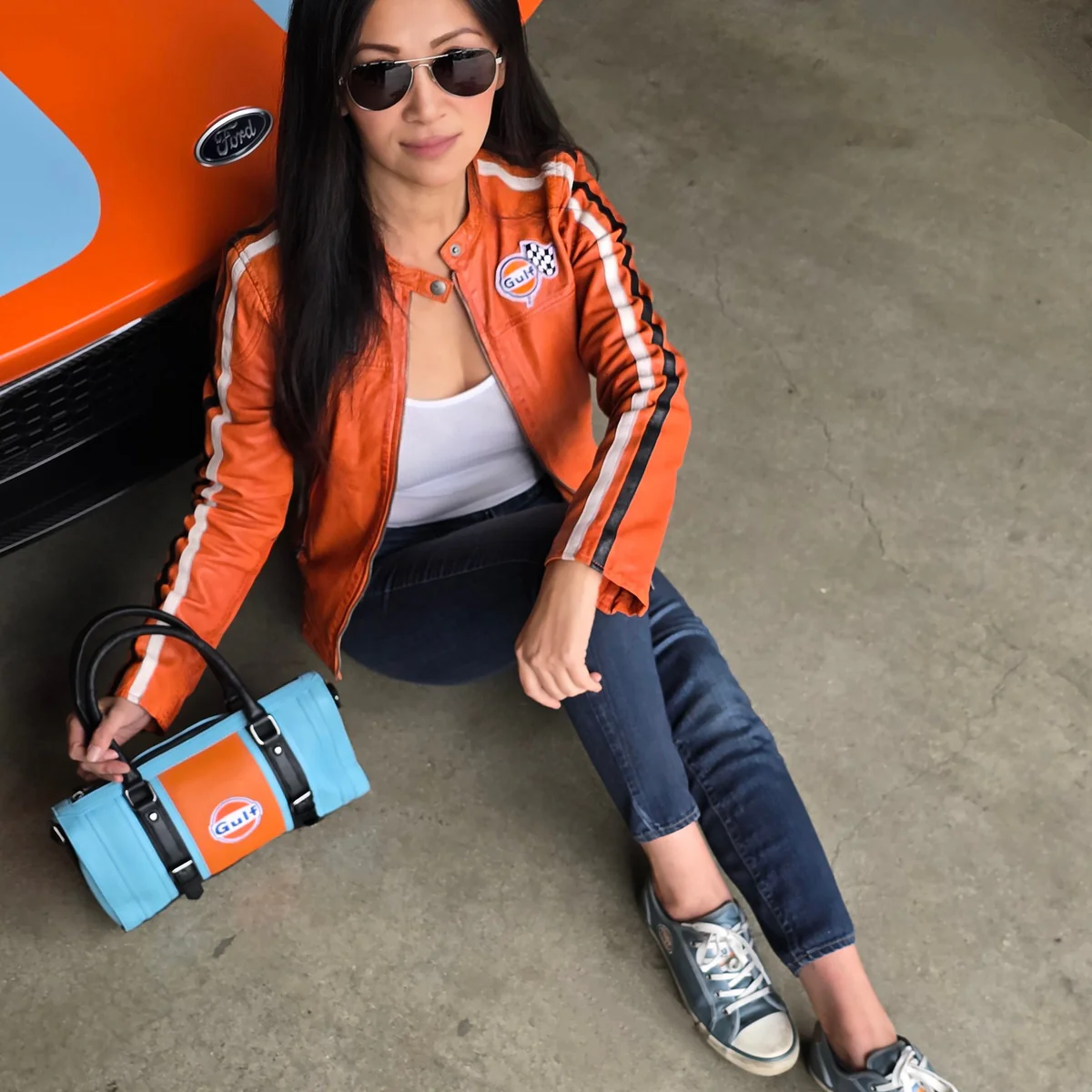 Women's Gulf Leather Pop-the-Clutch Handbag in Gulf Blue - Image 5